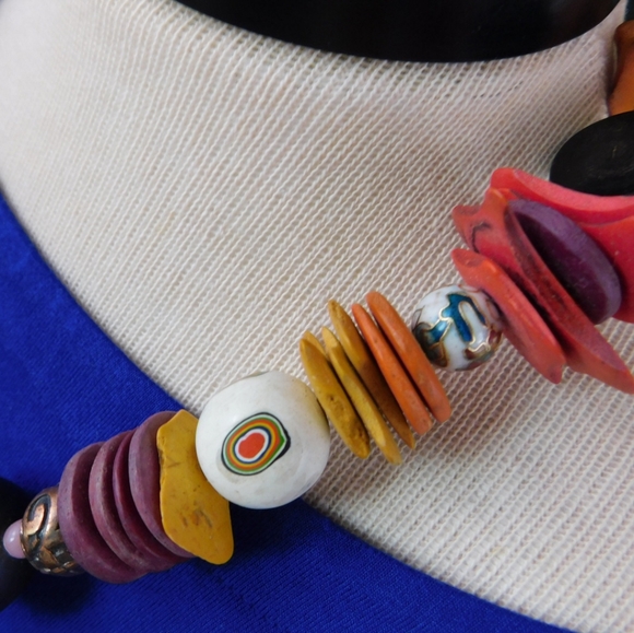 Tribal set, boho, elephant necklace, earrings - Picture 7 of 8